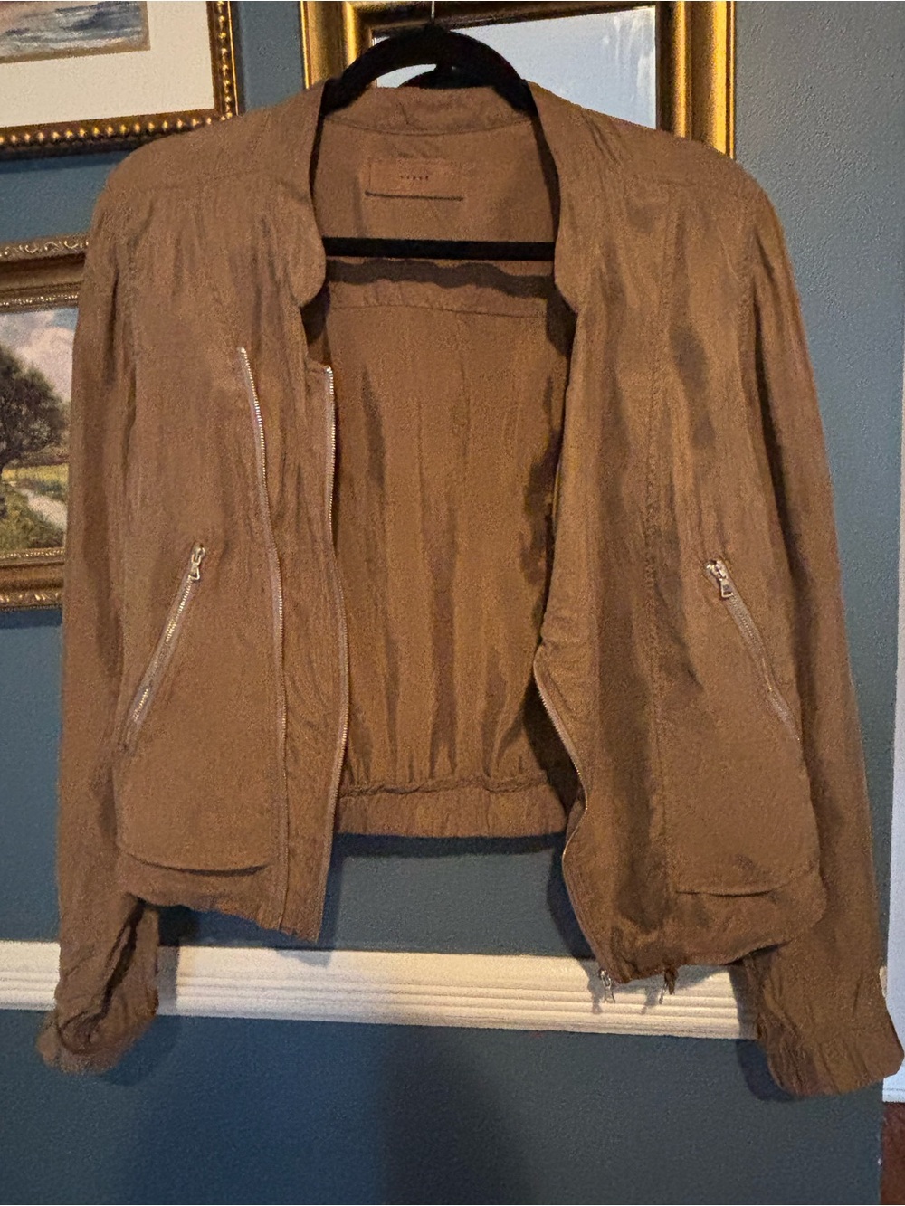 BLANKNYC XS Brown Lightweight Moto Jacket   Layering Piece Zip Front Relaxed Fit